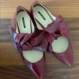 Zara Red Flats with Oversize Bow
